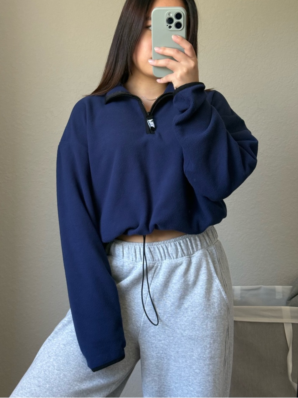 PINK Victoria's Secret Navy Half-Zip Fleece Pullover